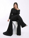 سرهمی مجلسی زنانه دنبالهدار مدل همتا سنگدوزی شده - ماه آذین